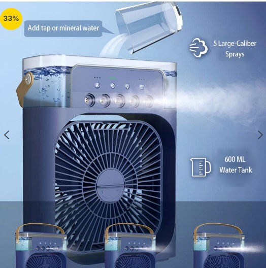 Mini Ice Cooling Fan - Water Mist Humidification Fan - Image 2
