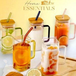 Glass Mug with Wooden Lid - 400ML